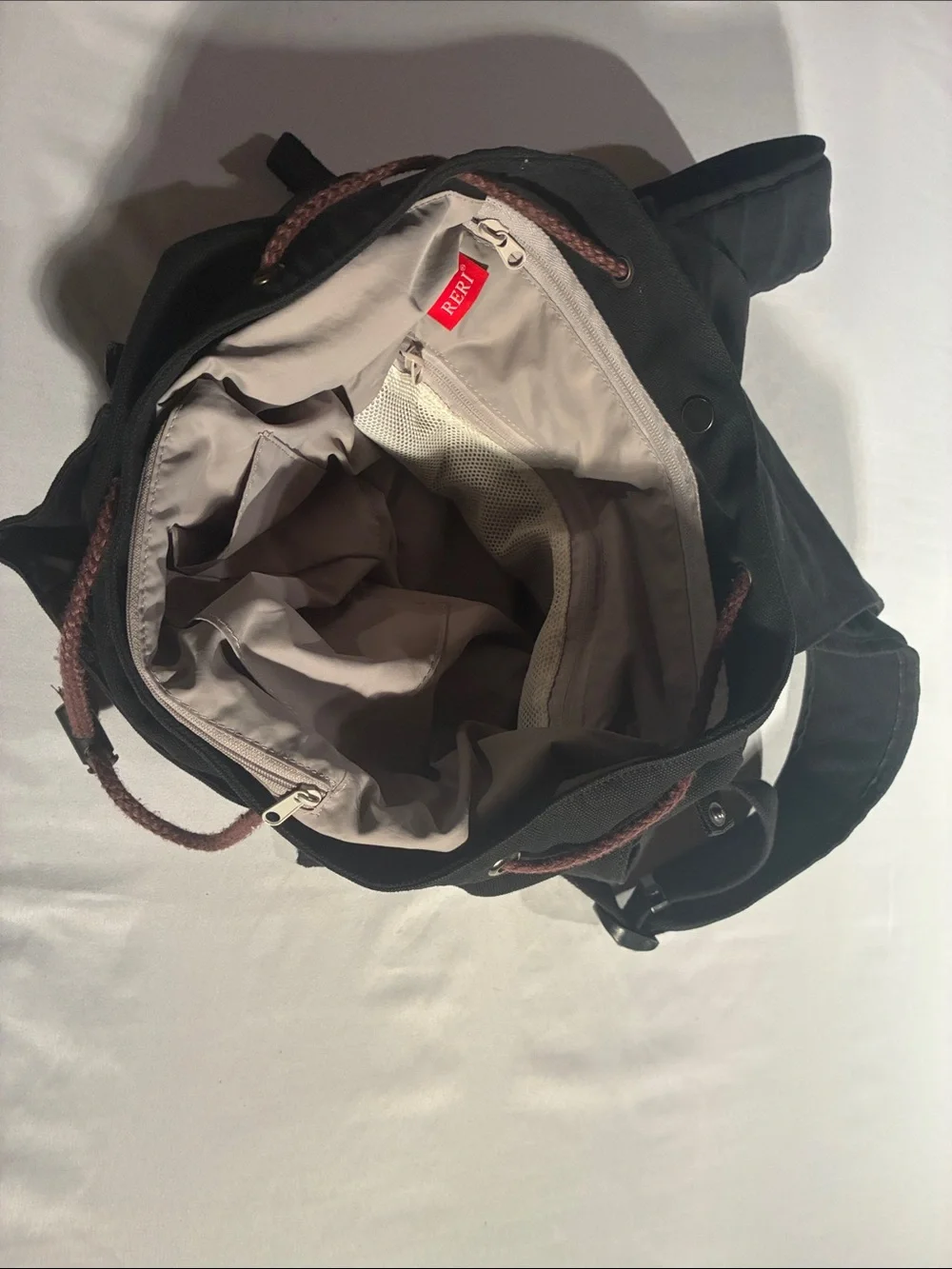Men's Black Canvas Backpack with Front Flap - Unbranded